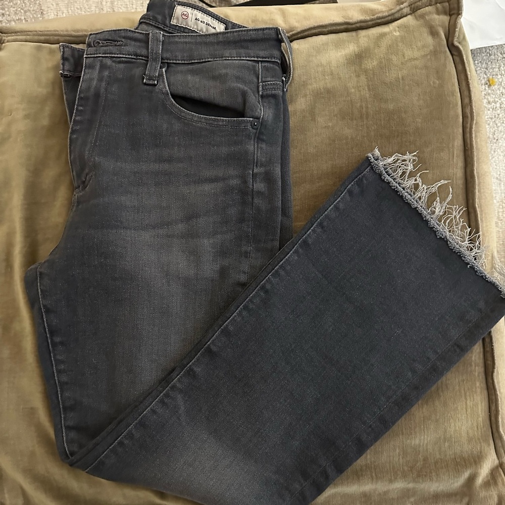 AG Farrah raw hem high waist crop bootcut jeans